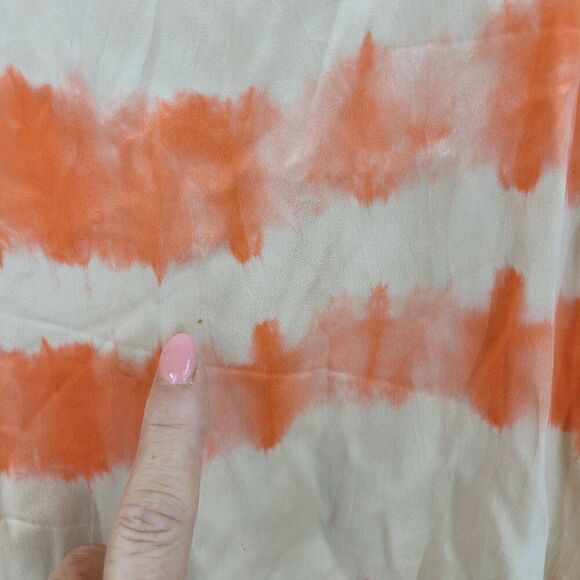 Joie Silk Tank Top Blouse Womens S Orange Tan Tie Dye Stripe Sleeveless Shell - Picture 8 of 10